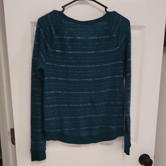 Mudd Green Crew Neck Sweater with Textured Stripes - Picture 6 of 6